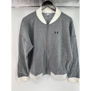 Under Armour Jacket Womens Large Gray Threadborne Full Zip Track Varsity Sweater